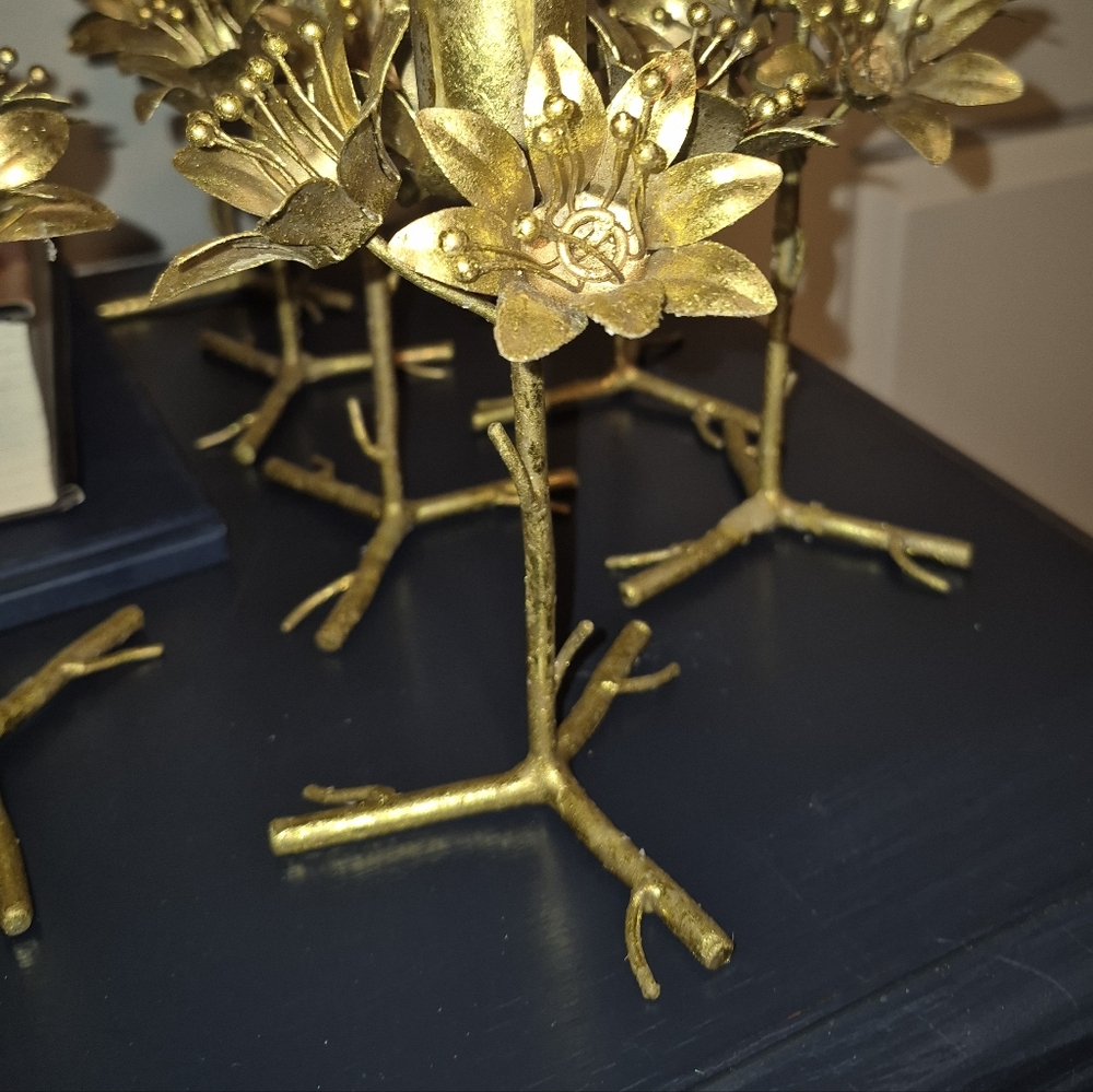 Anthropology BHLDN Gold Floral Candle Holders..set of 8.